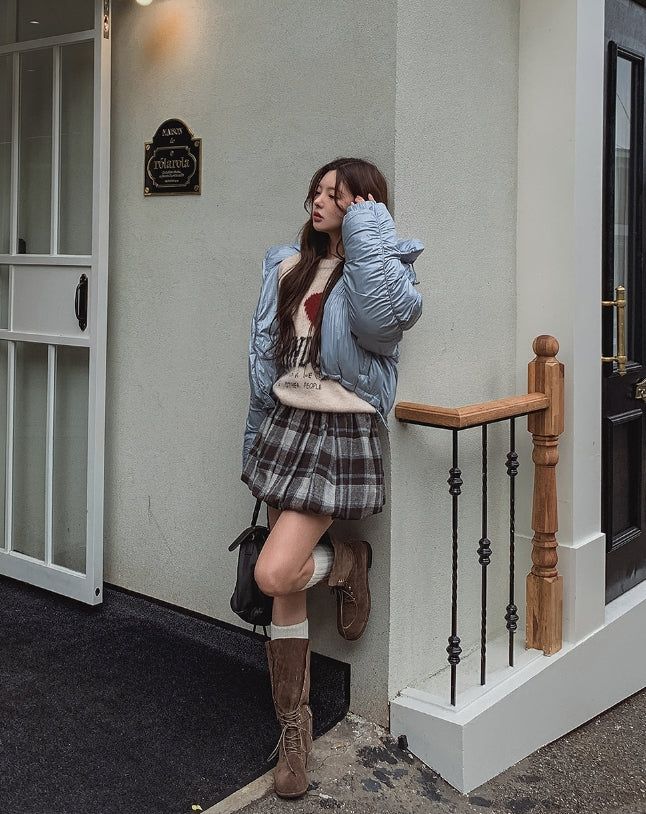 Pilen Check Pumpkin Mini Skirt
