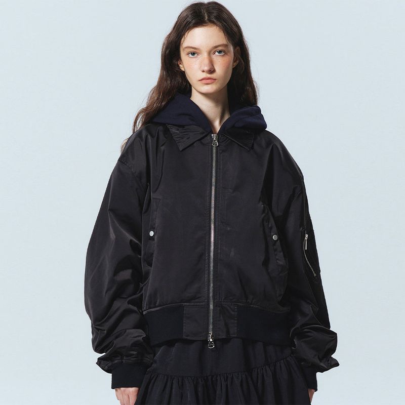 NICK&NICOLE(ニック&ニコール)の「SHRRING WIND BLOUSON JUMPER_BLACK(Jackets/Outerwear)」