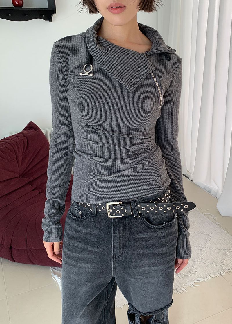 HIGH NECK ZIPPER TEE