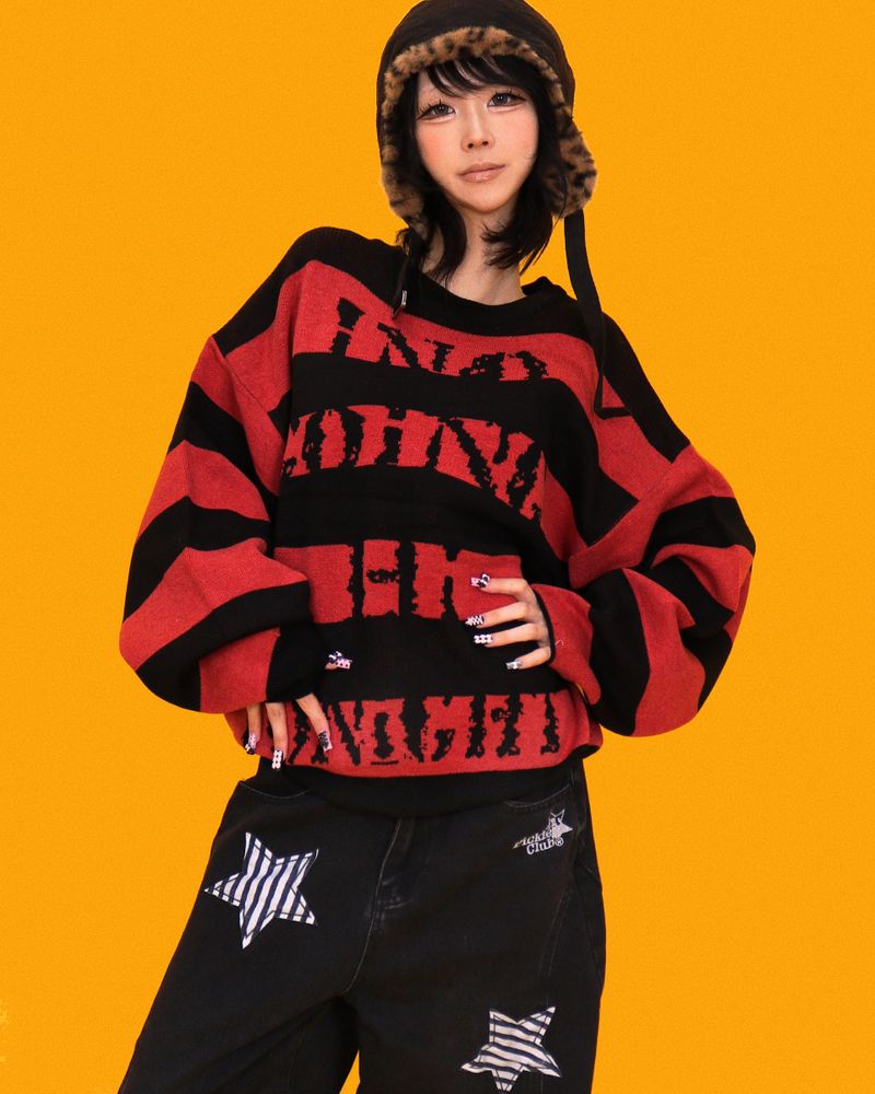 ストライプパンクボックスニット (2color)