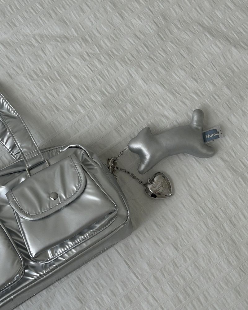 SILVER CAT HEART KEY-RING / SILVER