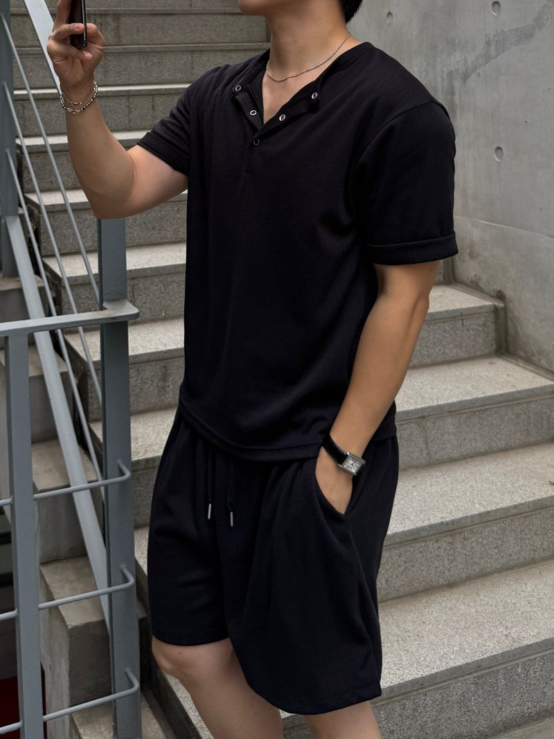 Ocean henley neck short sleeve setup