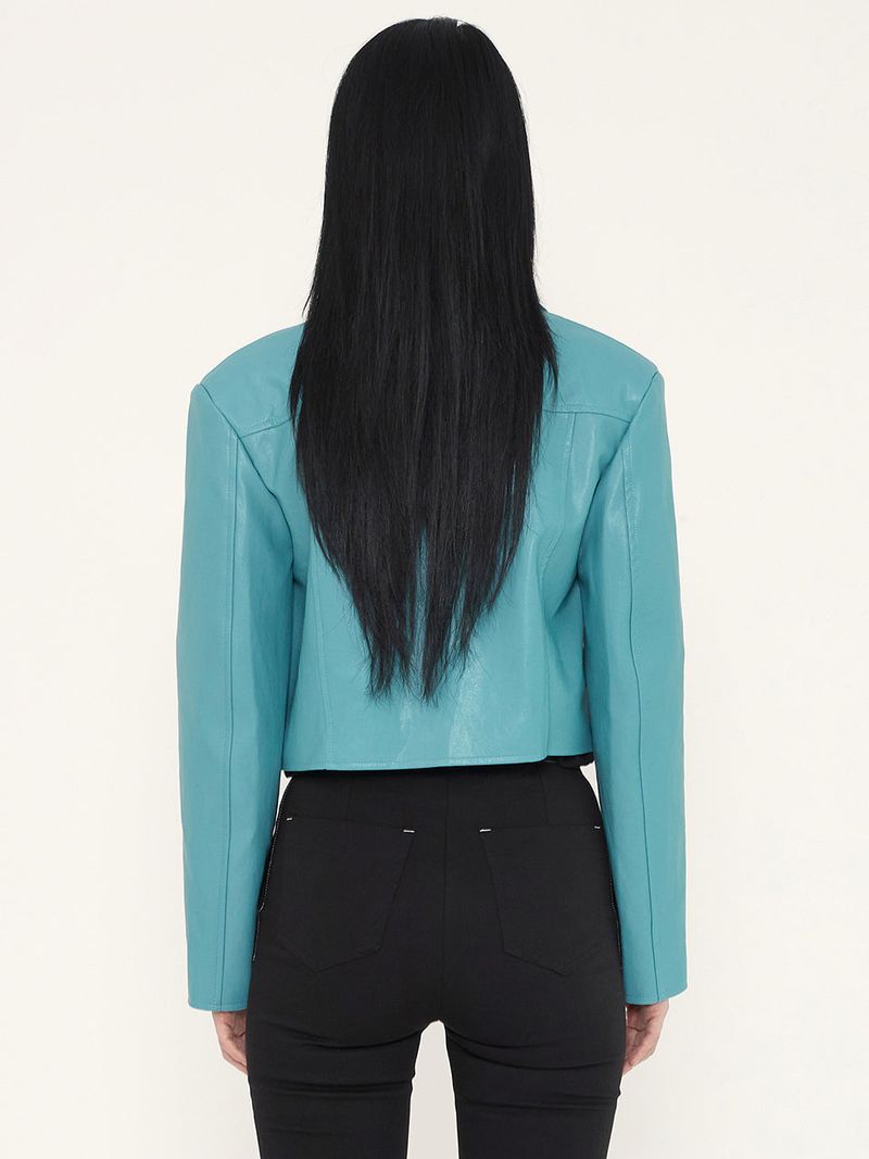 CROP LEATHER JACKET - MINT