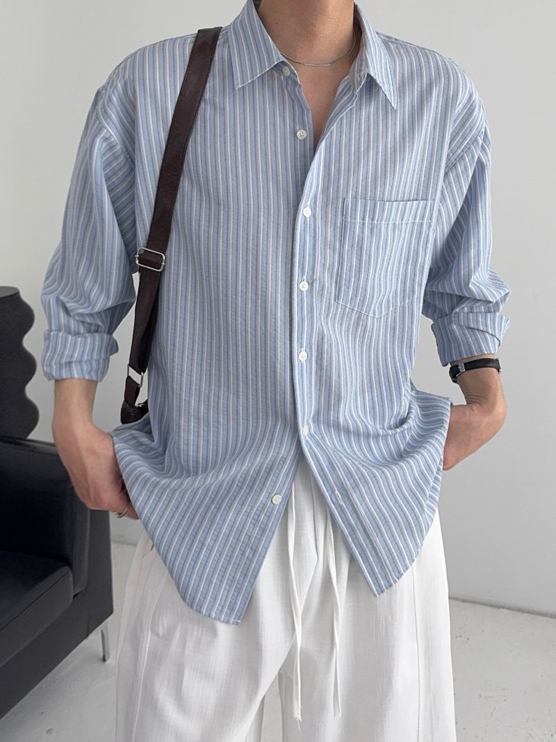 SY Relaxed Fit Seersucker Stripe Shirt (4C)
