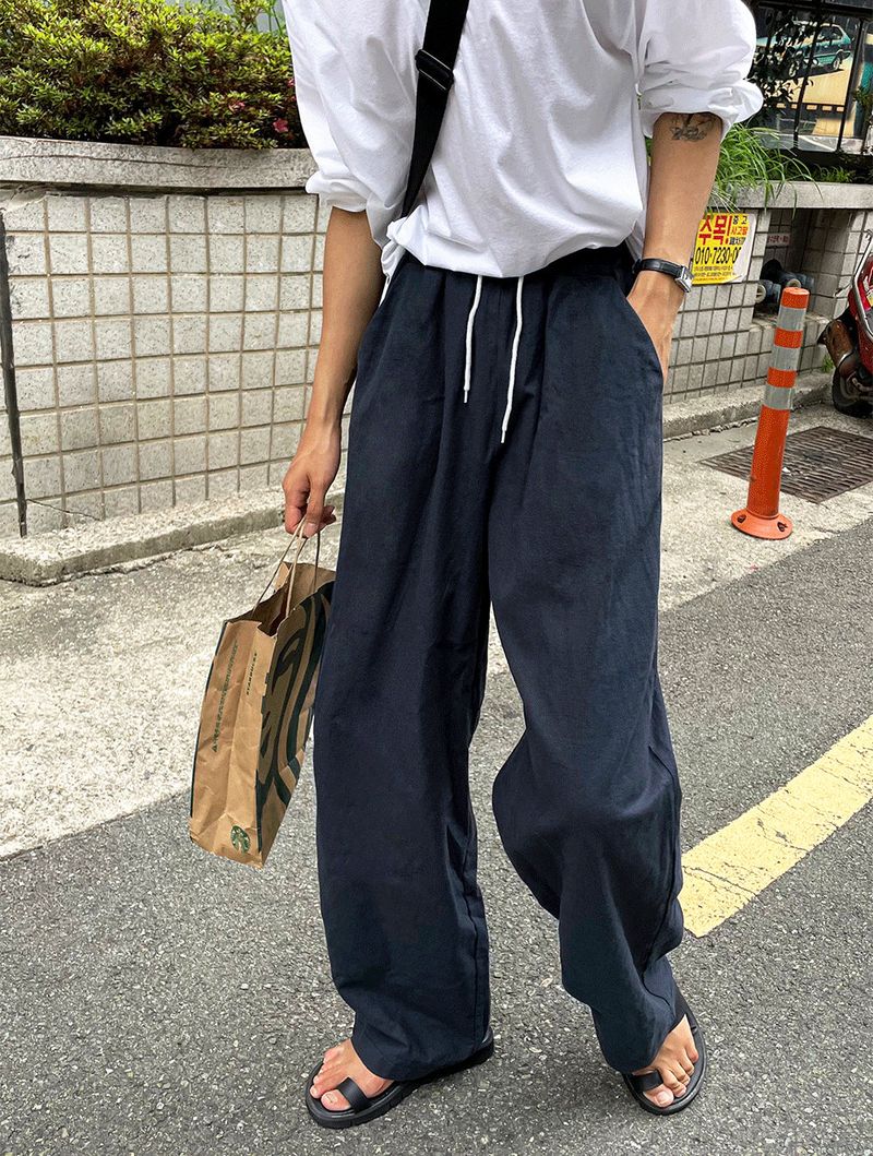 ice linen banding pants