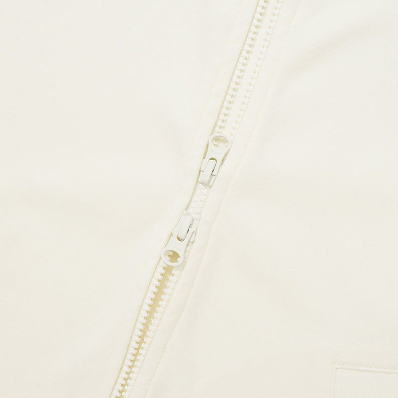WORDING APPLIQUE HOODIE ZIP UP [IVORY]