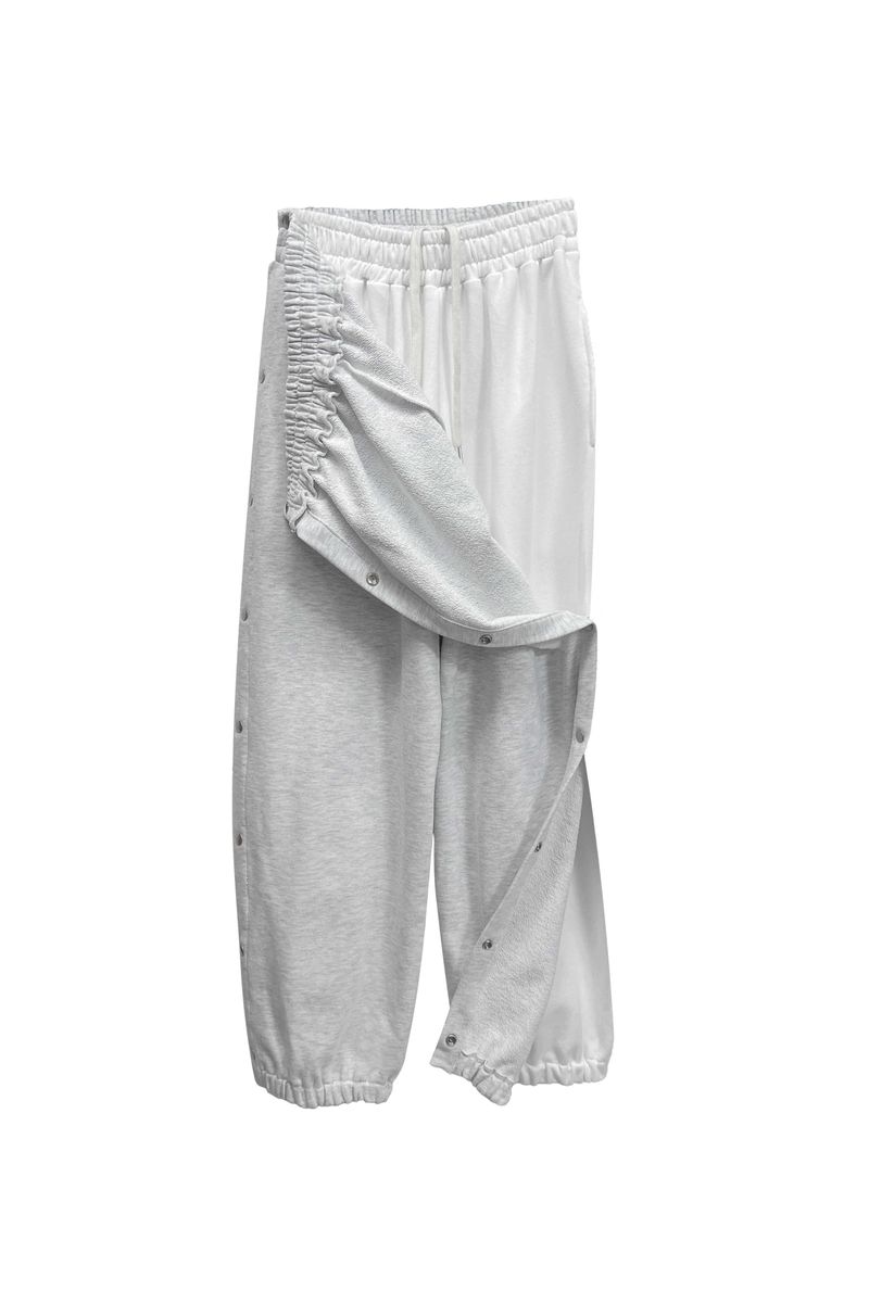 PITA SNAP OFF SWEAT PANTS / WHITE-MELANGE