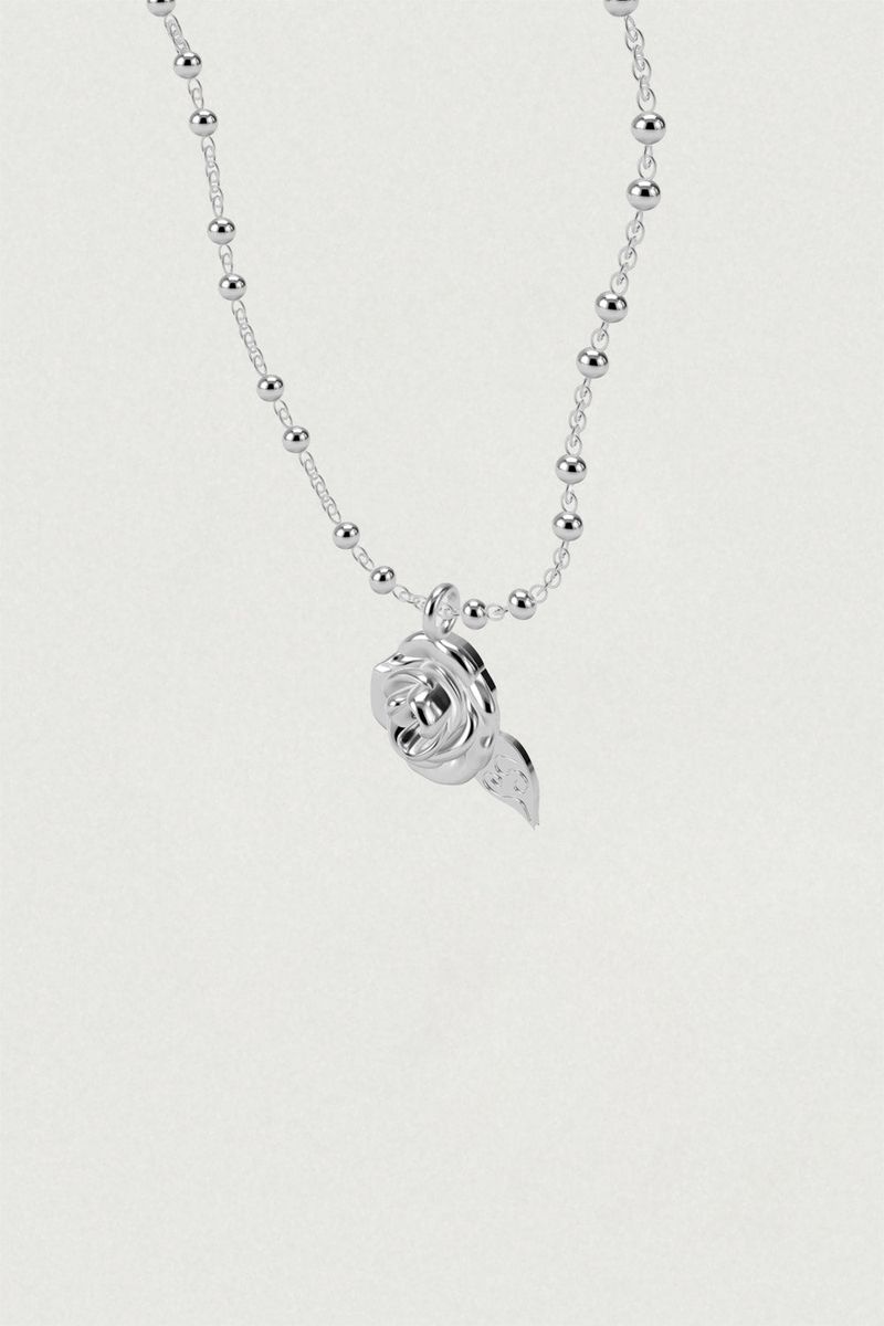 [925SILVER] PURE ROSE PENDENT NECKLACE