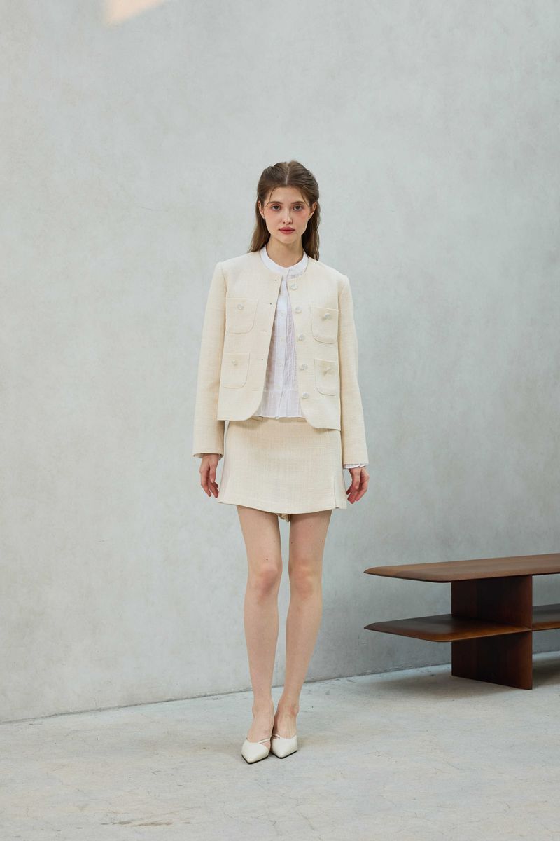 CHERISH TWEED SKIRT PANTS / WHITE