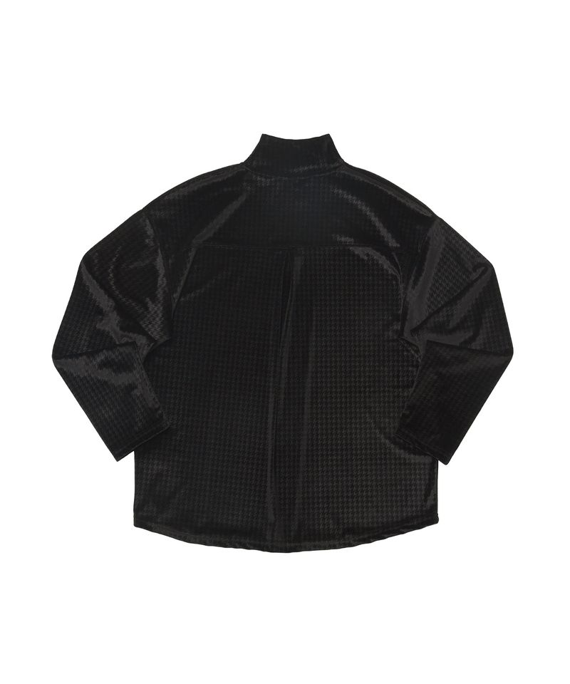 HOUNDS-TOOTH VELVET TURTLE-NECK TEE (Black)