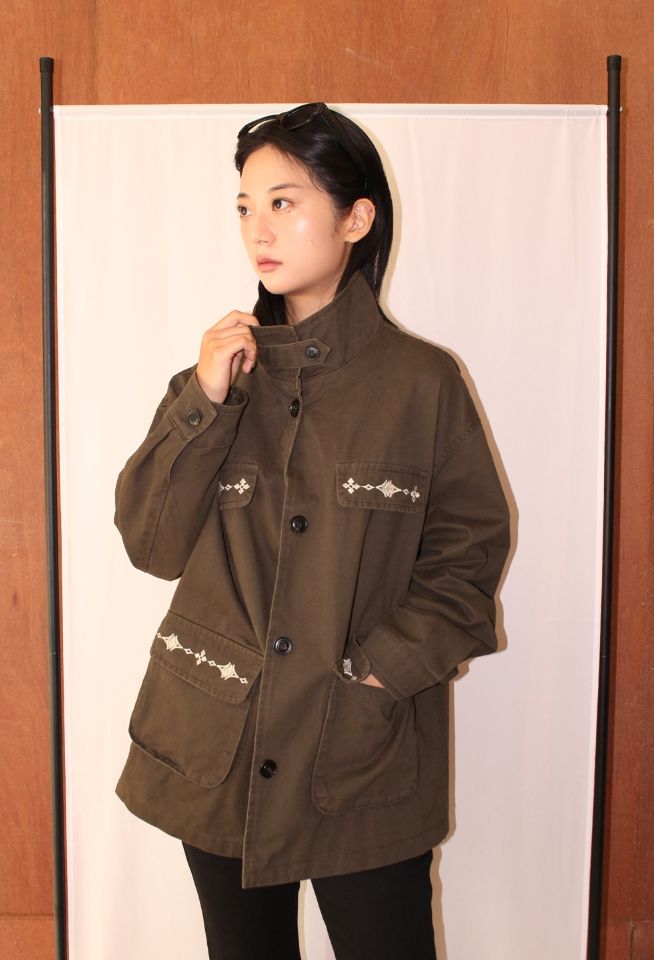 LEATHER MIX FIELD JACKET