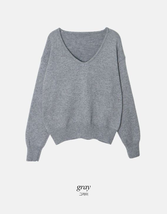 #Soft Wool V-neck Loose Fit Knit (6color)