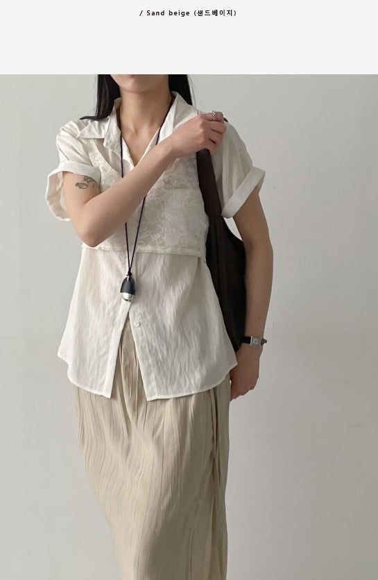 Wrinkle Wrap Layered Wide Pants