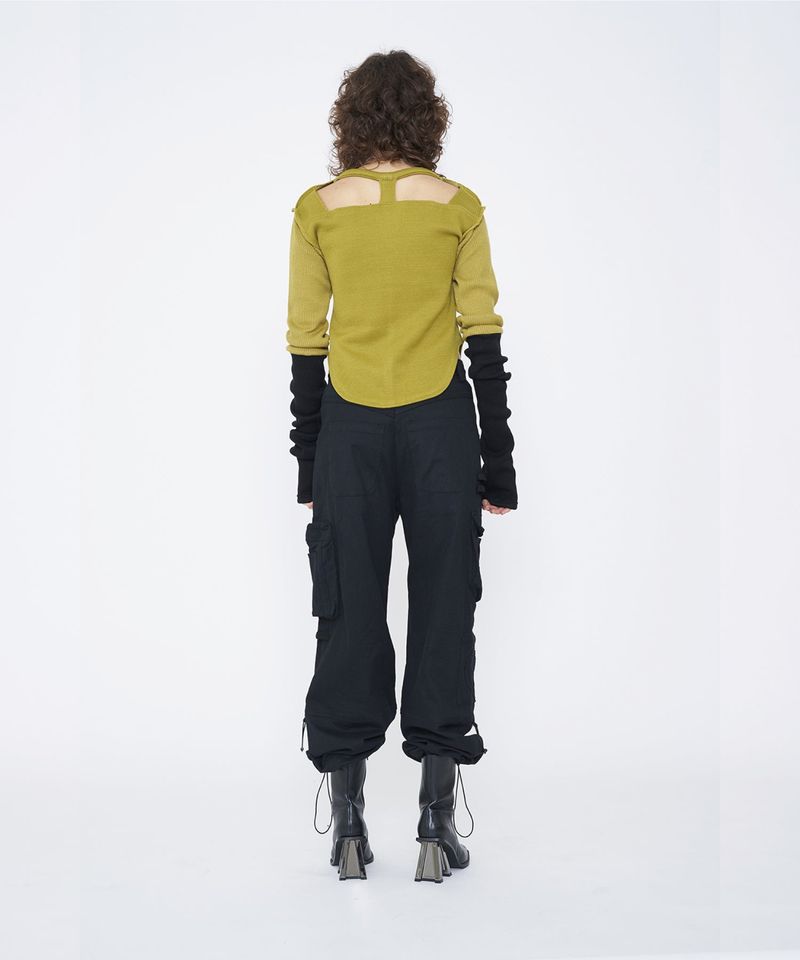 BICOLOR EXTRA LONG SLEEVE RIB TOP