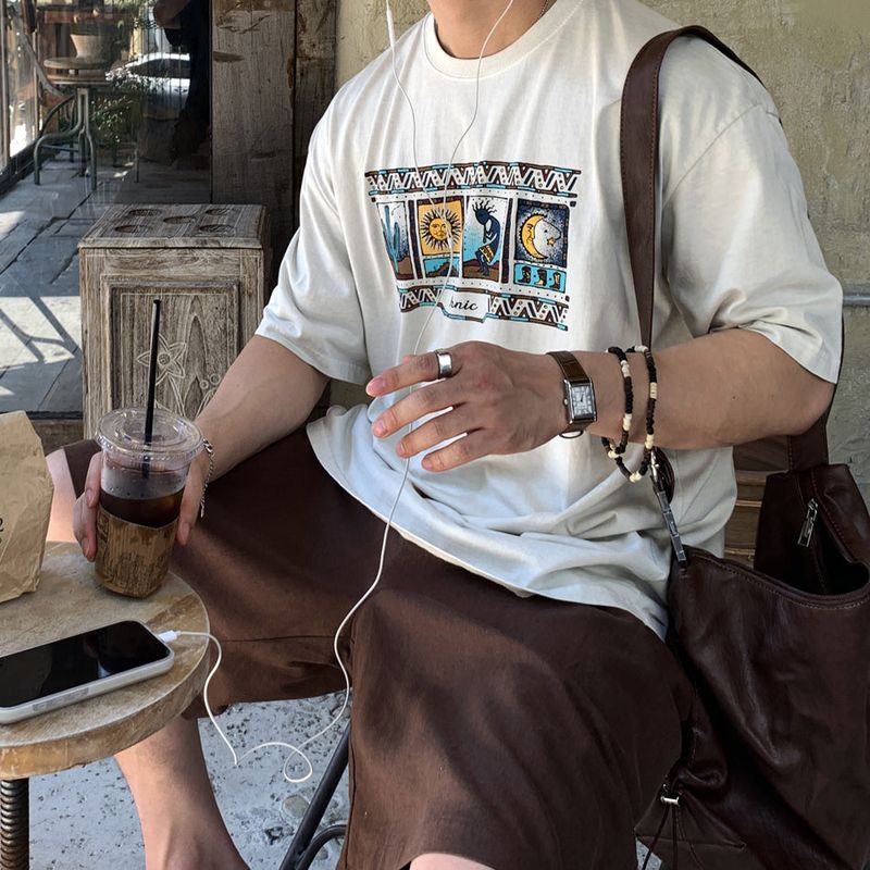 LOOKPLE（ルックプル）の「Look Stubbo Ethnic Graphic Pigment Oversized Short Sleeve T-Shirt（Tops）」