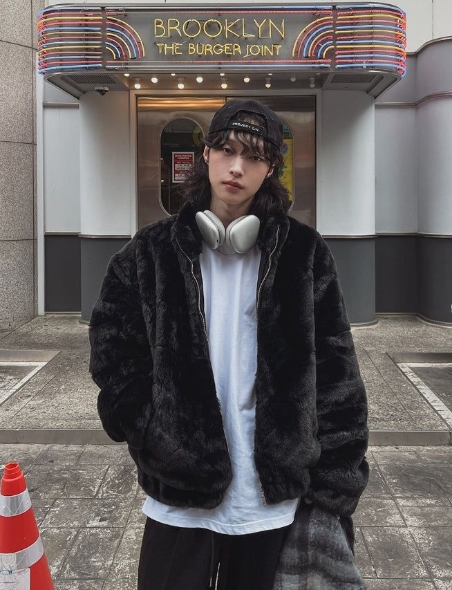 [PREMIUM/MADE] Oblique two-way fur jacket