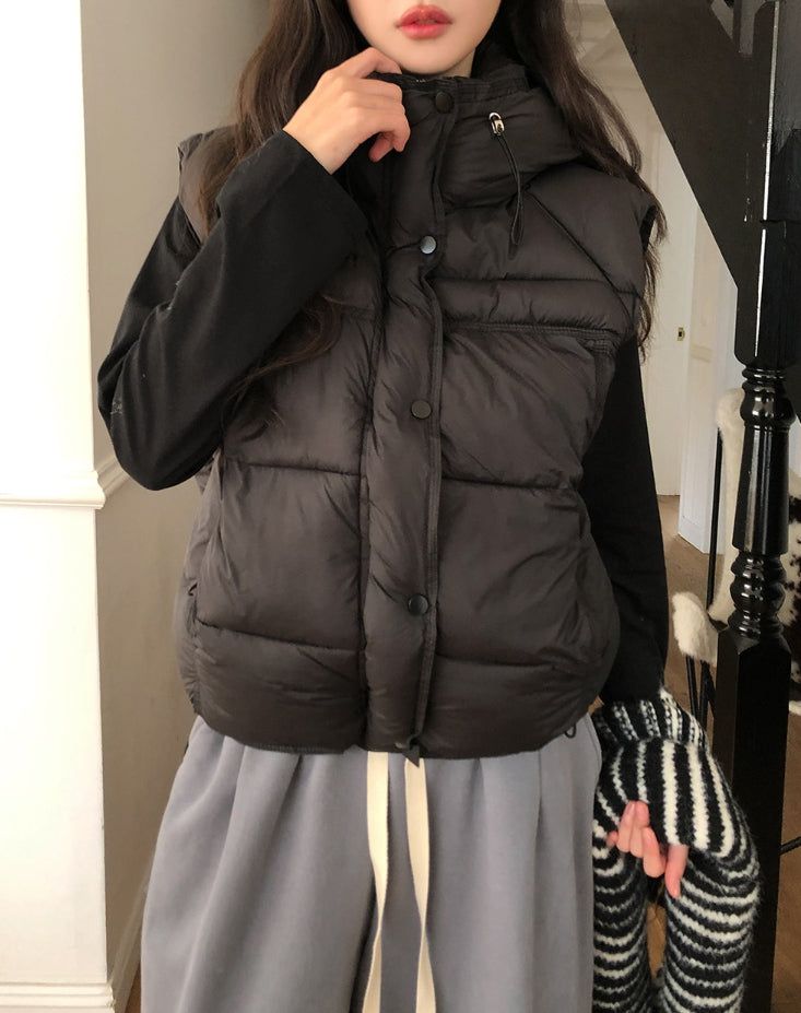 Miley String Hooded Vest Padded