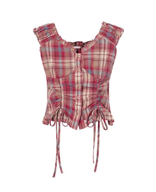 Cozy&Kitsch（コージーアンドキッチ）の「ストリングチェックコルセットブラウス 231233624（トップス）」