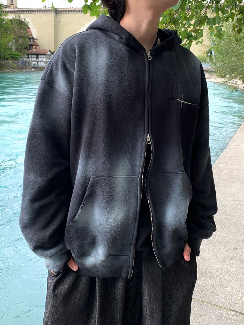 Unisex Tie Dye Over Hooded Zip-Up 2C