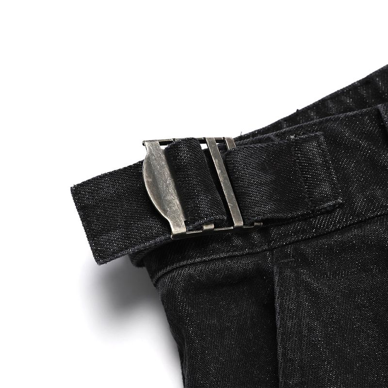 WASHED DENIM WIDE CARGO PANTS