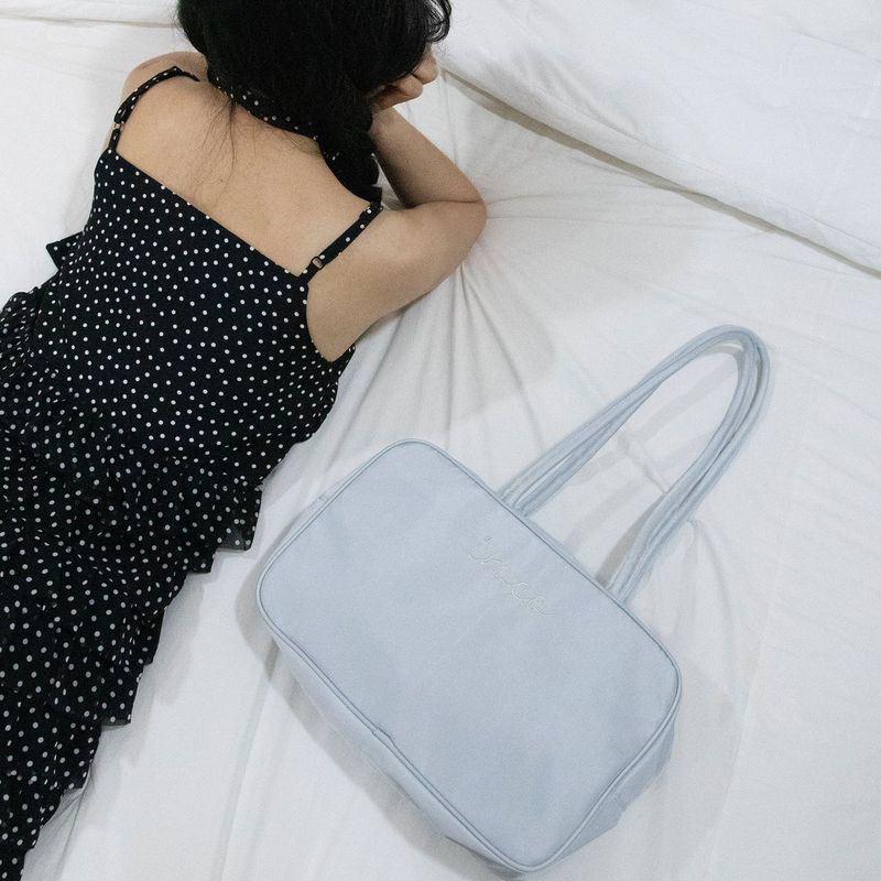 nylon square bag_silver