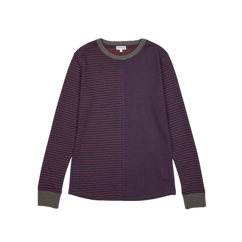 safarispot（サファリスポット）の「 BLOCK STRIPE L/S (BURGUNDY/NAVY/KHAKI)（Tops）」
