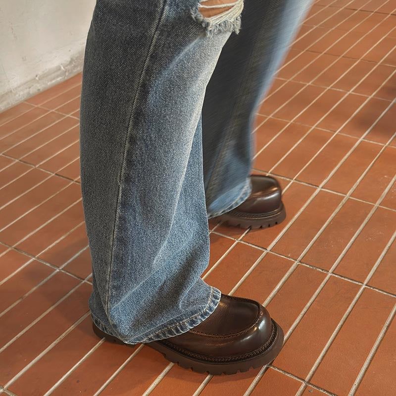ASCLO Knee Des Bootcut Denim Pants