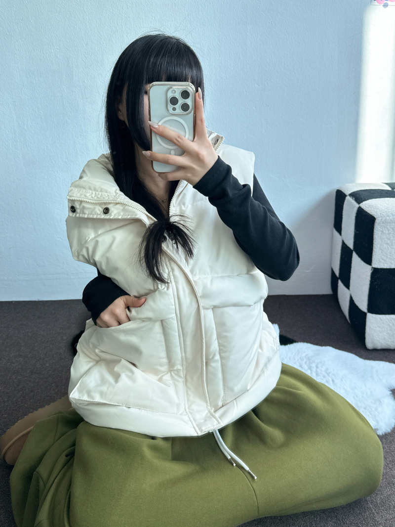 OVER WIDE VEST PADDING🩶🤍🖤☁ - 4 COLORS