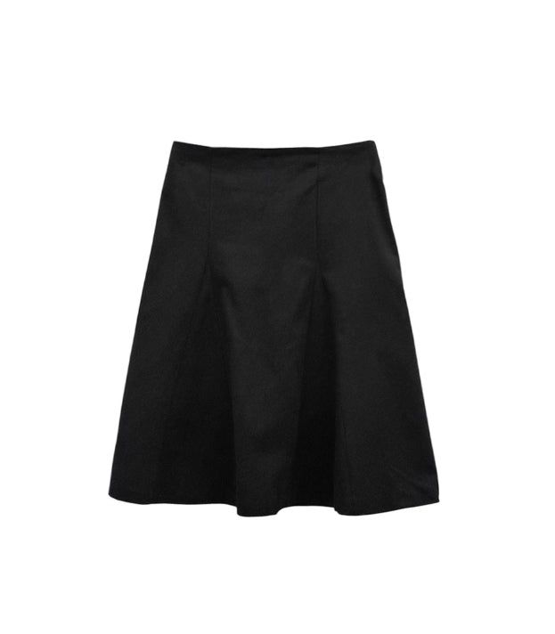 Cotton Gored Flare Midi Skirt