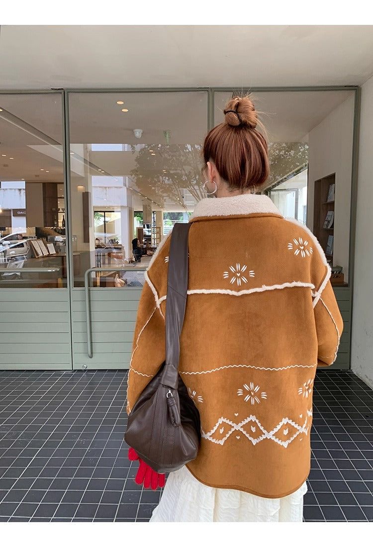Camel suede oversized fit coat