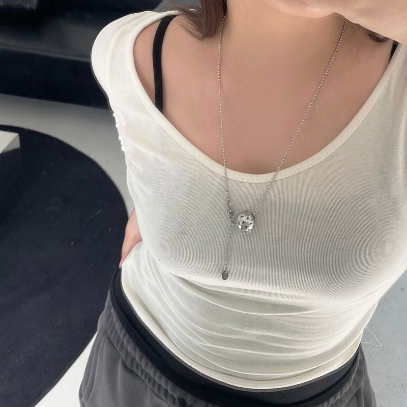 Star Stamping Ball Long Necklace