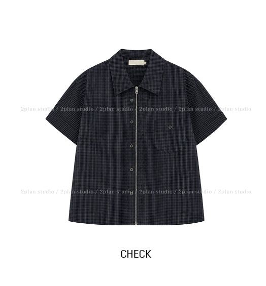 Verno Two-way Zip-up Half Shirt