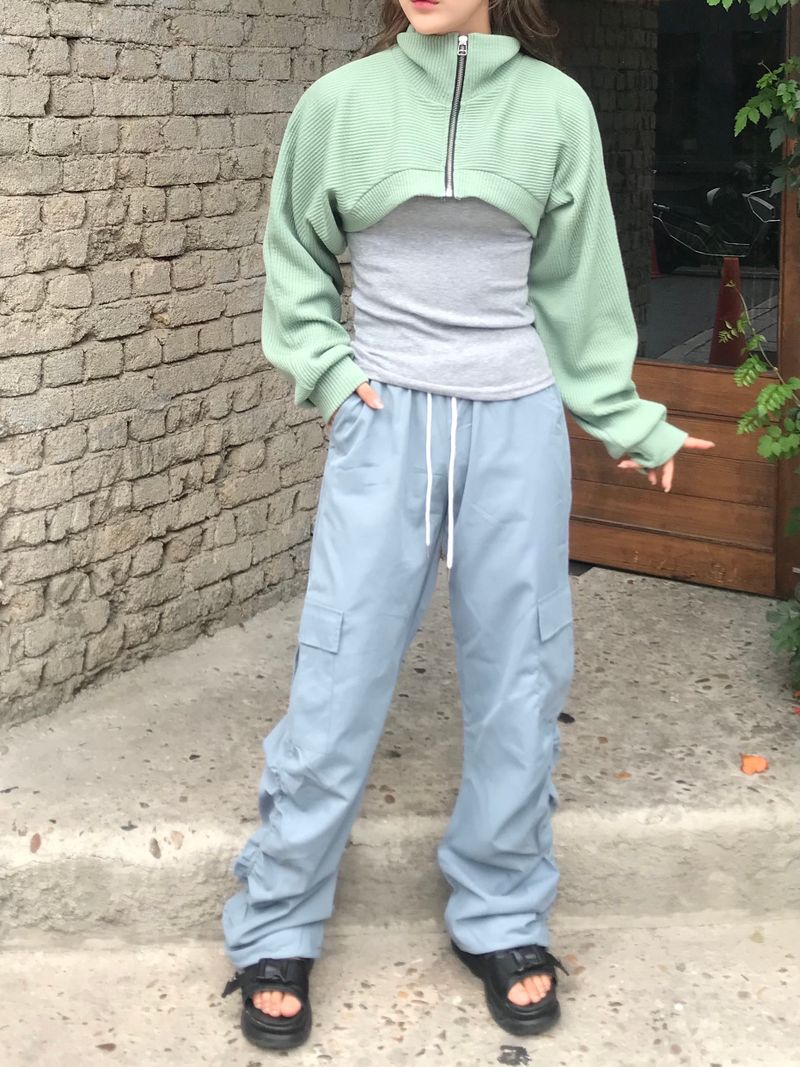 Crescent shirring cargo pants
