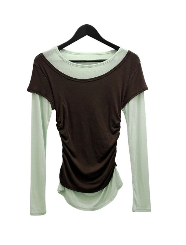 Dual Layered Color Matching Boat Neck Tee