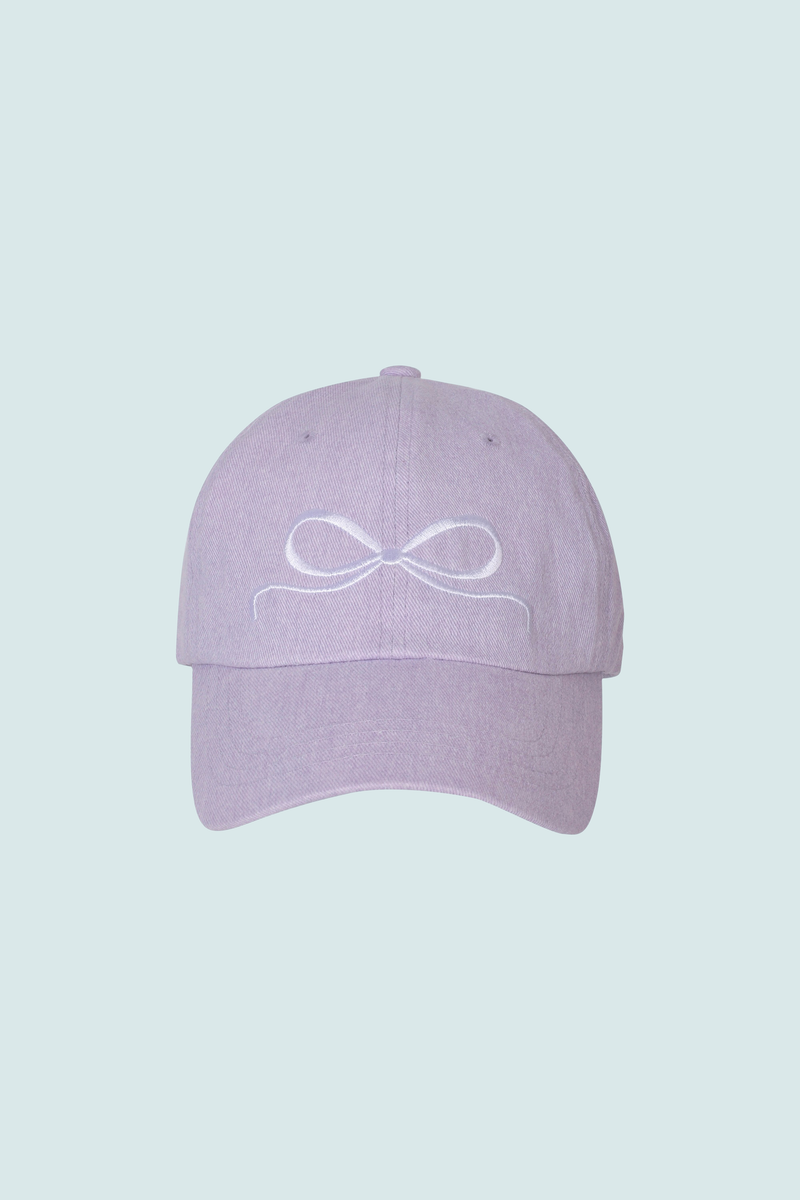 WHITE BOW EMBROIDERY CAP (PURPLE)