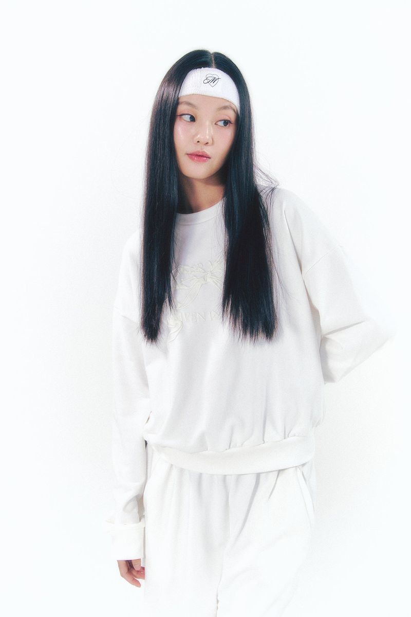 Knee Point Ribbon Jogger Pants White
