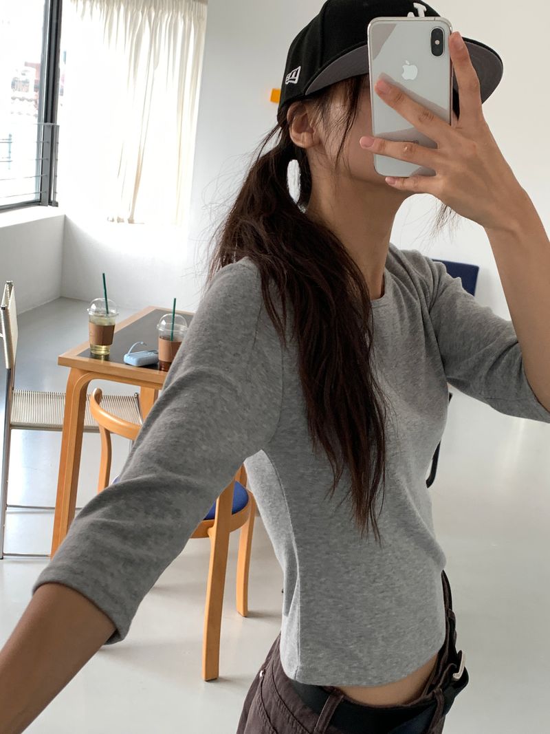 BOAT NECK MID SLEEVE TEE (4C)