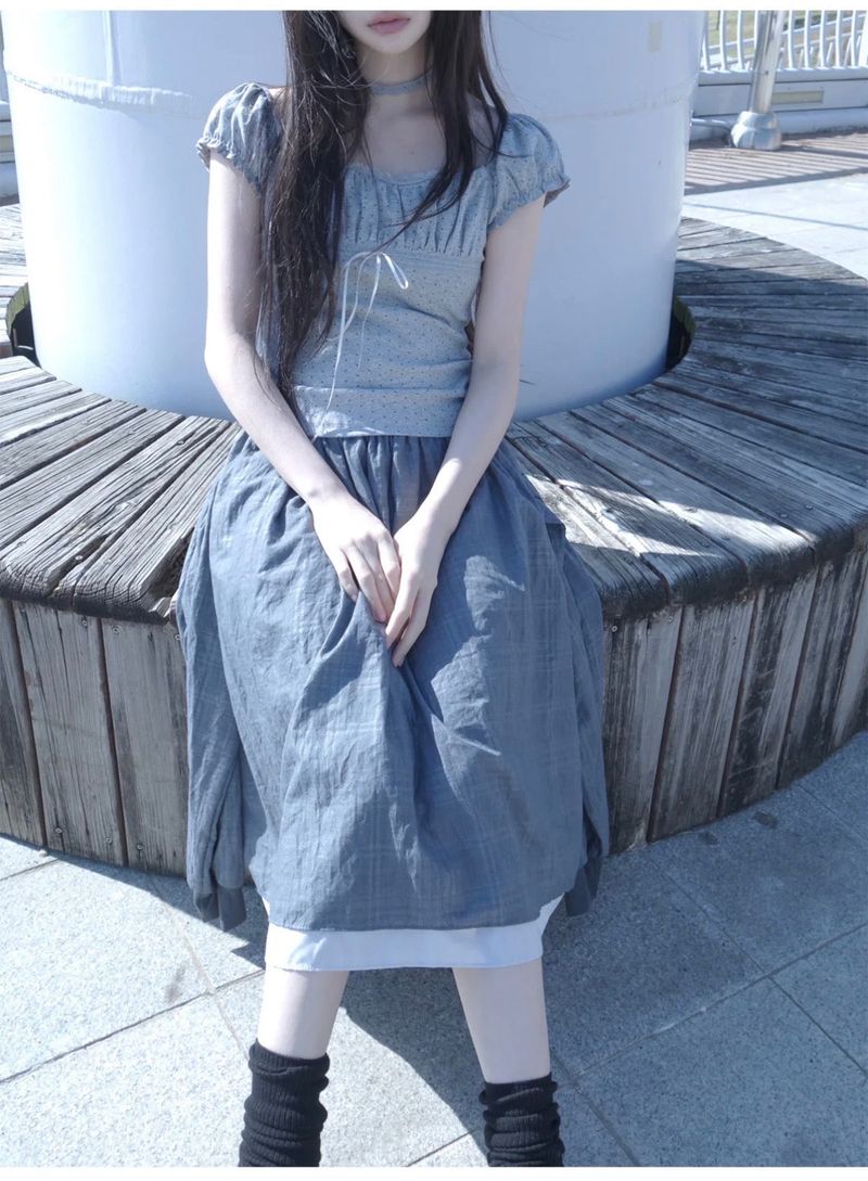 check sleeve skirt
