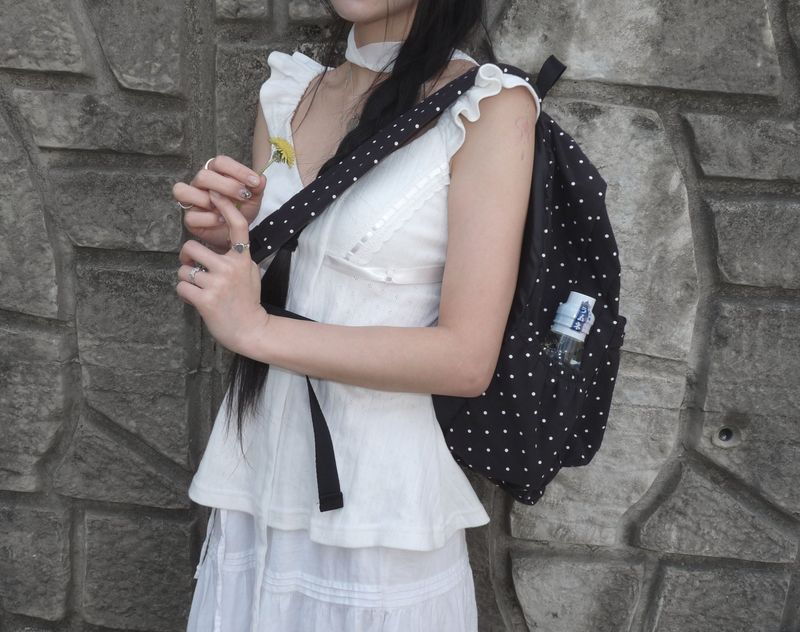 Polka dot ribbon backpack