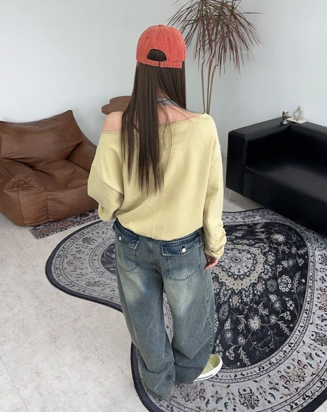 Hail Back Pocket Washed Denim Pants