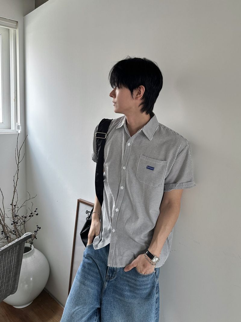 Saint Label Striped Short-Sleeve Shirt