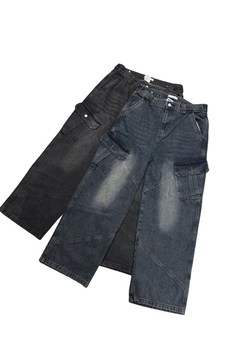 [Unisex] Dyeing denim cargo pants(2color)