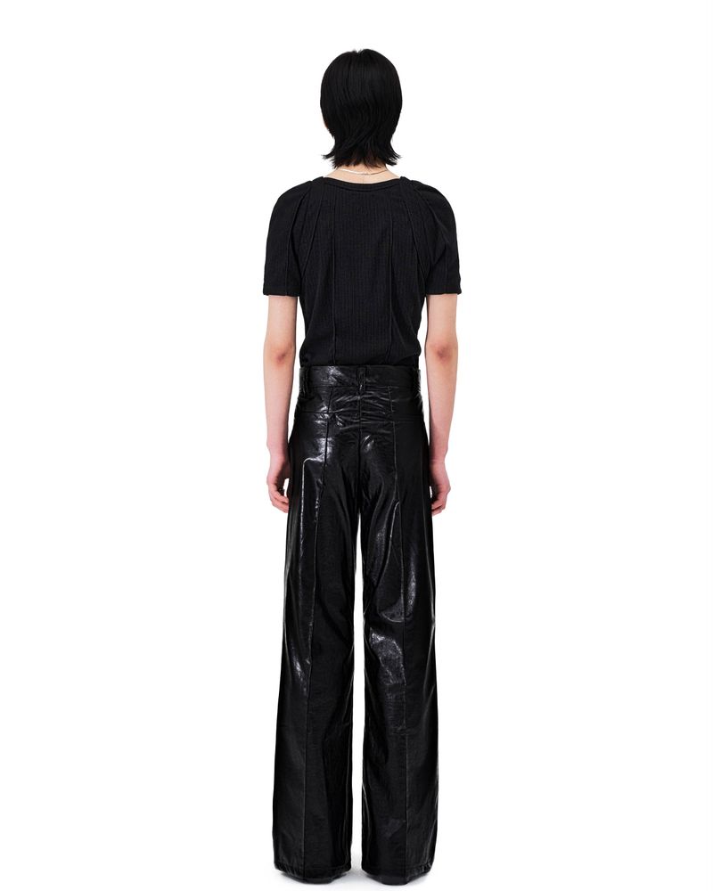 OUBLE PIN-TUCK LEATHER PANTS