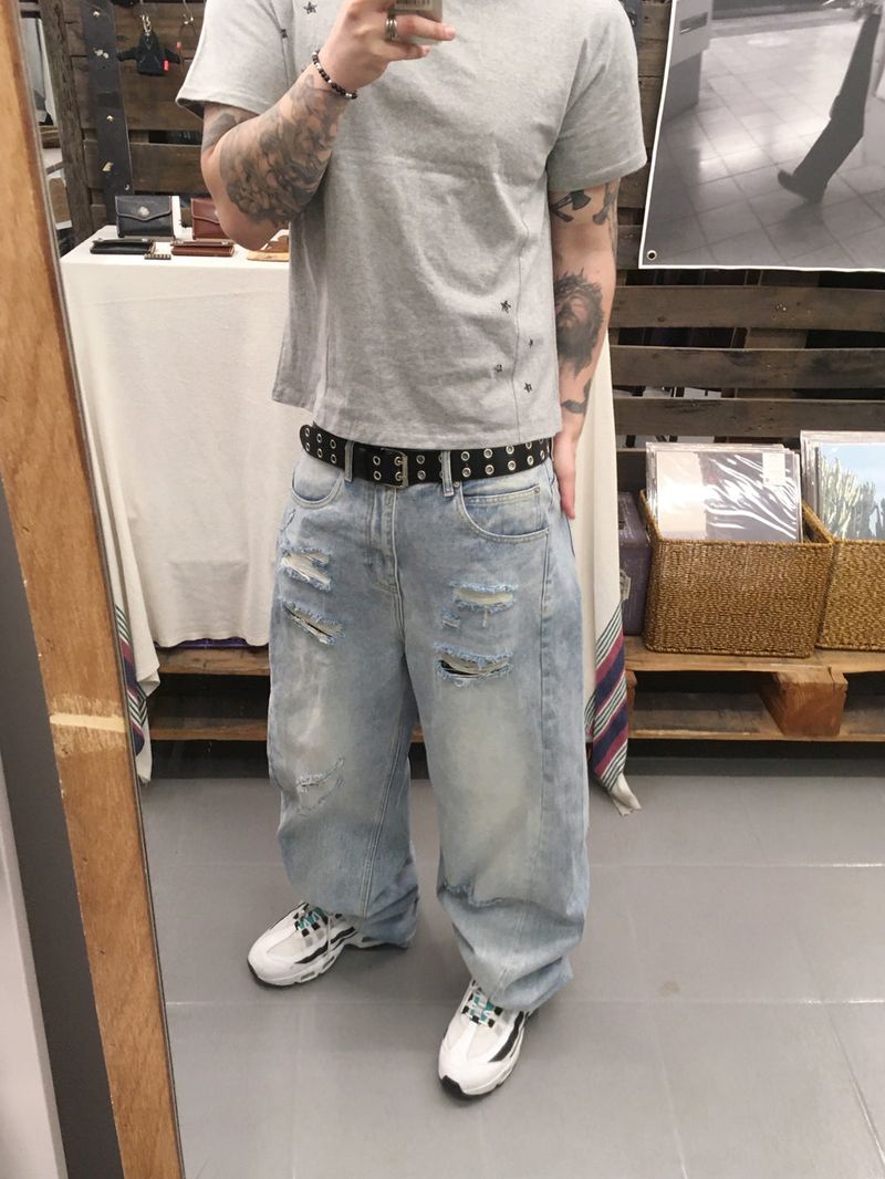 No.1726 T damage light denim PT