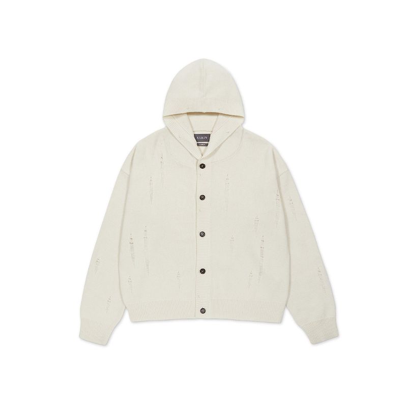 ULKIN（オルキン）の「[24SS LSD COLLECTION] Damaged Hooded Knit Cardigan_Oatmeal（Tops）」