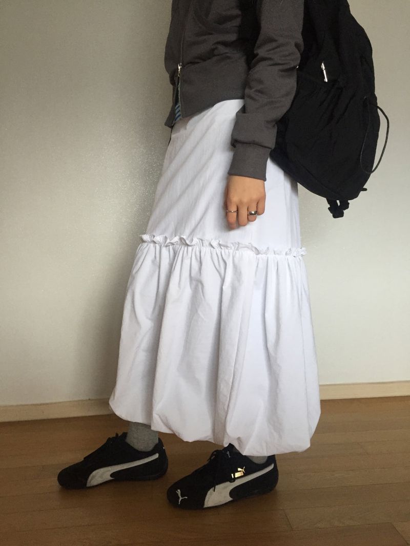 pumpkin nylon long skirt