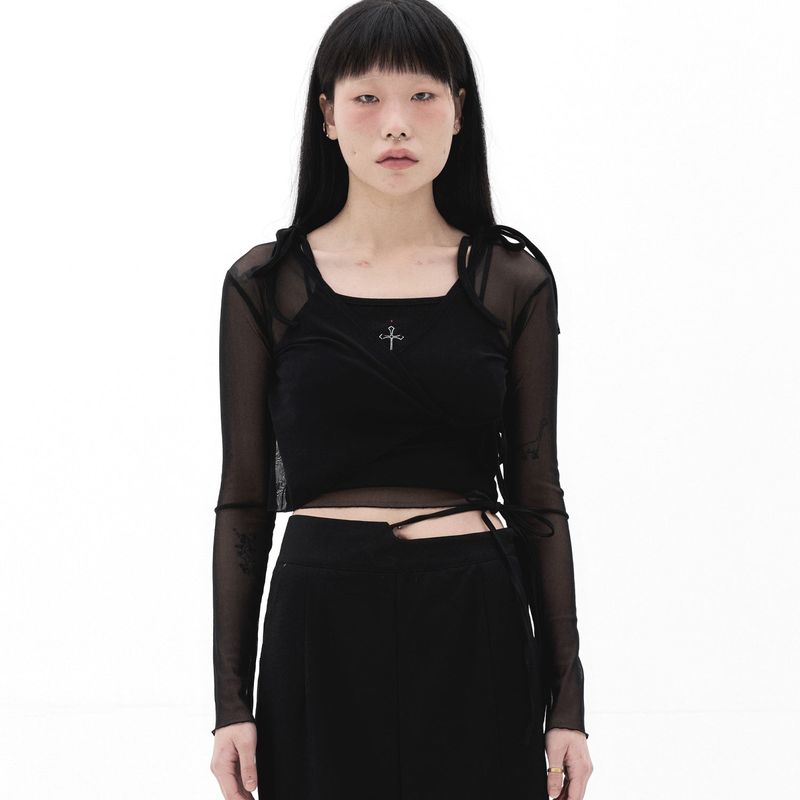 Roseapple（ローズアップル）の「212-mesh wrap t-shirts（Tops）」