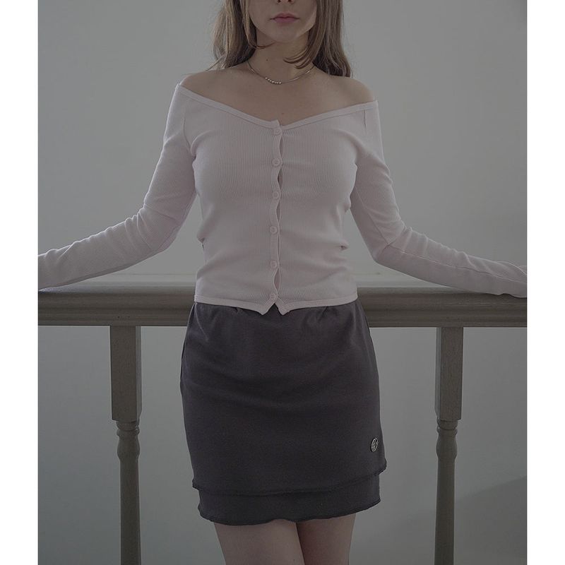 OVERLOCK MINI SKIRT-DARK GRAY