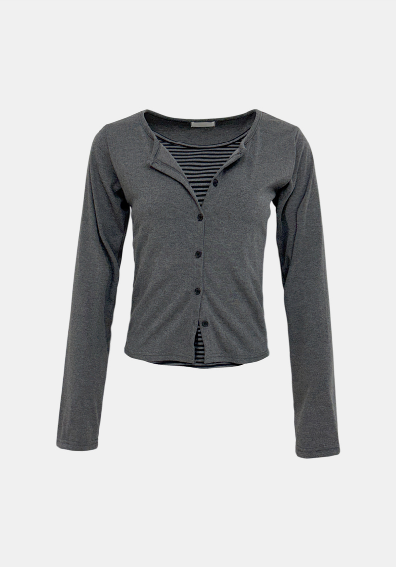 Glen Stripe Layered Cardigan