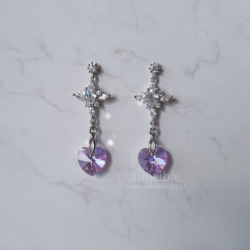 Angelic Heart Crystal Earring - Violet